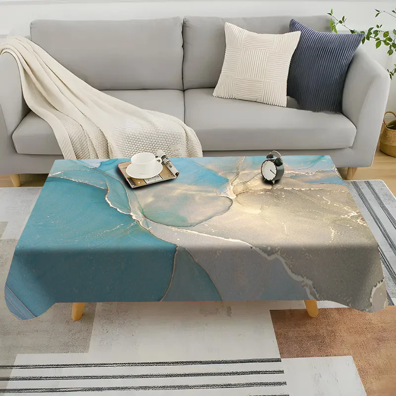 A JIT 1pc, with marble pattern, durable and washable, suitable as a gift, tablecloth, for picnics.