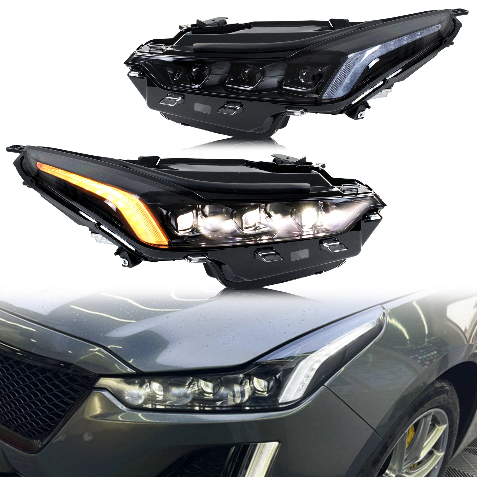 

LED Headlights for Cadillac CT5 CT5-V 2020-2026 Premium Luxury Sport DRL Projector Sequential Turn Signal Front Lamps Assembly