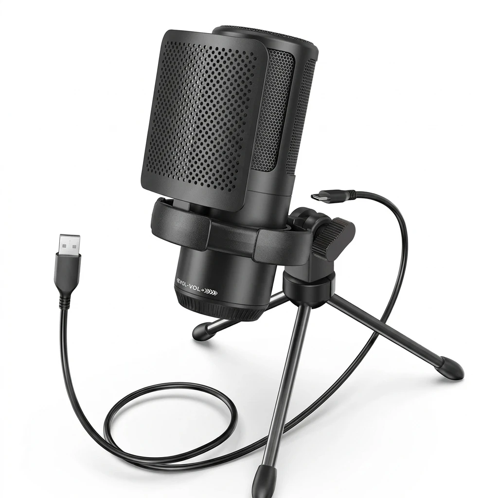 RGB USB Gaming Microphone with Light-touch Mute,Condenser Mic with Tripod for PC,PS4/5,Laptop Streaming-A2
