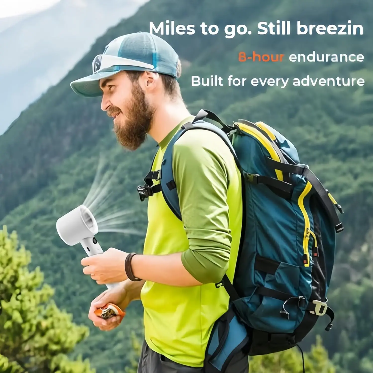 مروحة محمولة قابلة لإعادة الشحن بقدرة 120 سرعة مع تبريد قوي وهادئ لتدفق الهواء للسفر والمنزل في الهواء الطلق