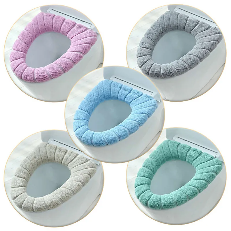 Funda de asiento para niños, cojín cálido de invierno para inodoro y baño, con mango, más grueso, suave, lavable, accesorios para calentador