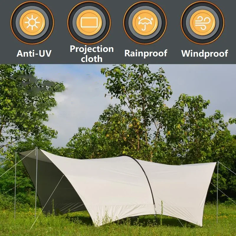 6x3.8m Outdoor Anti-ultraviolet Double Pole Big Habi Military Tent Canopy Beach Awning Living Room Cooking Sunshade Tarp