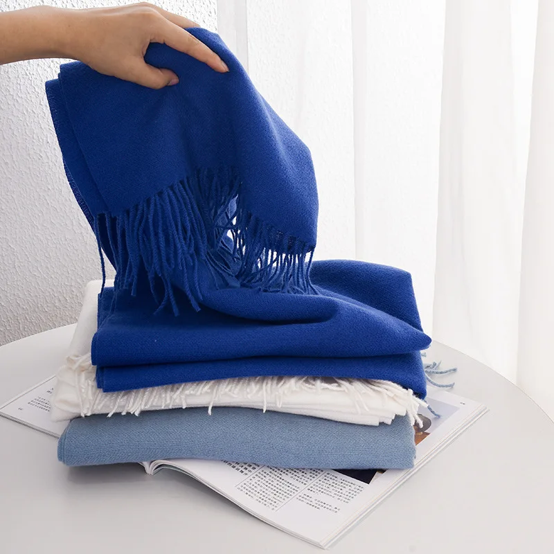 

Осенне-зимний женский однотонный шарф из искусственного кашемира, высококачественный шарф с кисточками, мягкая уличная теплая шаль для мужчин Cachecol