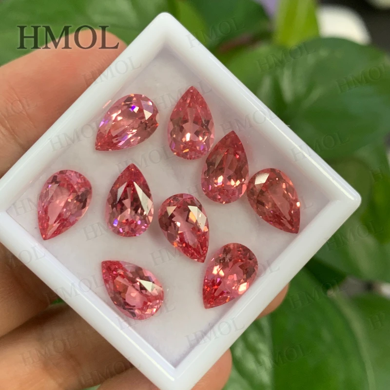Pink Color Pear Shape Lab Grown Padparadscha Extremely Shiny Loose Gemstone Beads For Christmas Thanksgiving Party Jewelry Gifts