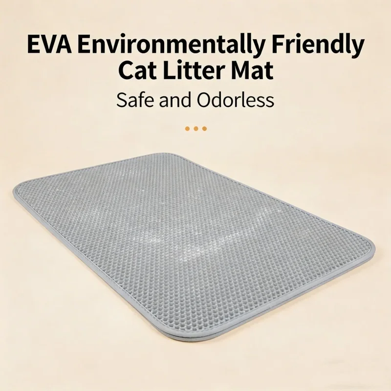 EVA Doppelschichtige Waben-Katzenstreu-Matte Wasserdichte Rutschfeste Katzenklo-Matte Leicht zu Reinigende Katzenstreu-Auffangmatte für Katzen und Hunde