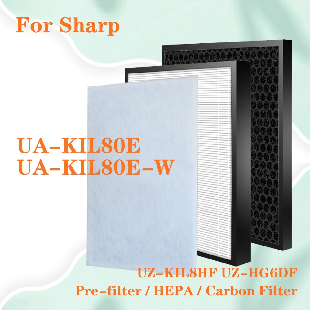 UZ-KIL8HF UZ-HG6DF HEPA and Deodorizing Carbon Filter Replacement for Sharp air purifier UA-KIL80E UA-KIL80E-W