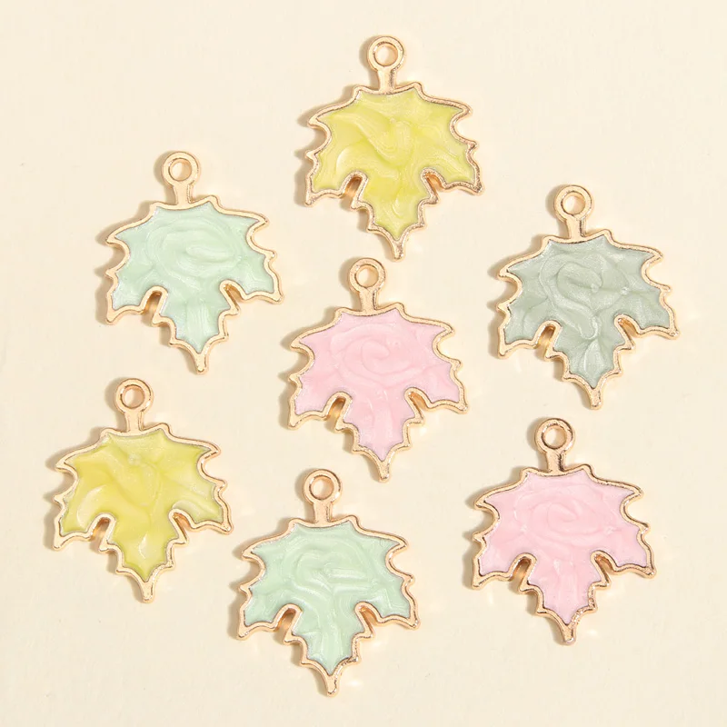 10pcs Pretty Enamel Charms Four Colors Maple Leaves Pendants  For Making Necklace Key Chains Gift DIY Handmade Jewelry Findings