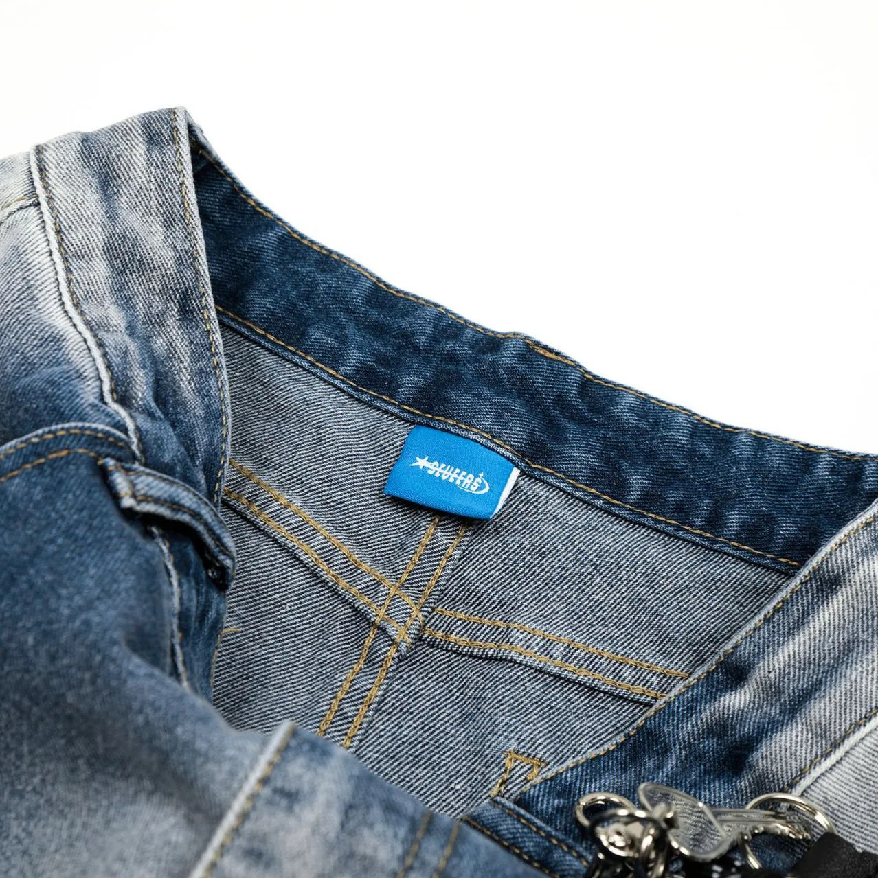 Celana Jeans Pria Model Gradual Washed Desain Kepribadian High Street dari MWJLPWQ, Celana Denim Wide Leg Model Machete, Musim Gugur 2025 Terbaru 21641