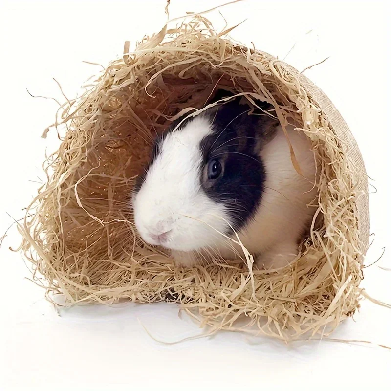 Hideaway Grass Rabbit Hideout Bunny Hideaway Hut Guinea Pig Linen Durable Tunnel with Small Animal Activity Toys view 5
