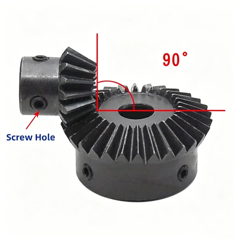 1/1.5 Mod 1:2 Bevel Gear 15~40 Teeth 45# Steel 90 Degrees Meshing Angle Metal Drive Transmission Gears Bore 6~20mm With Keyway