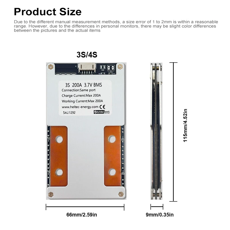 4S 12.8V 200A BMS 3S Same Port for LiFePO4 NCM Battery 600A 1000A Peak E-bike Solar System Power Wall Emergency Backup