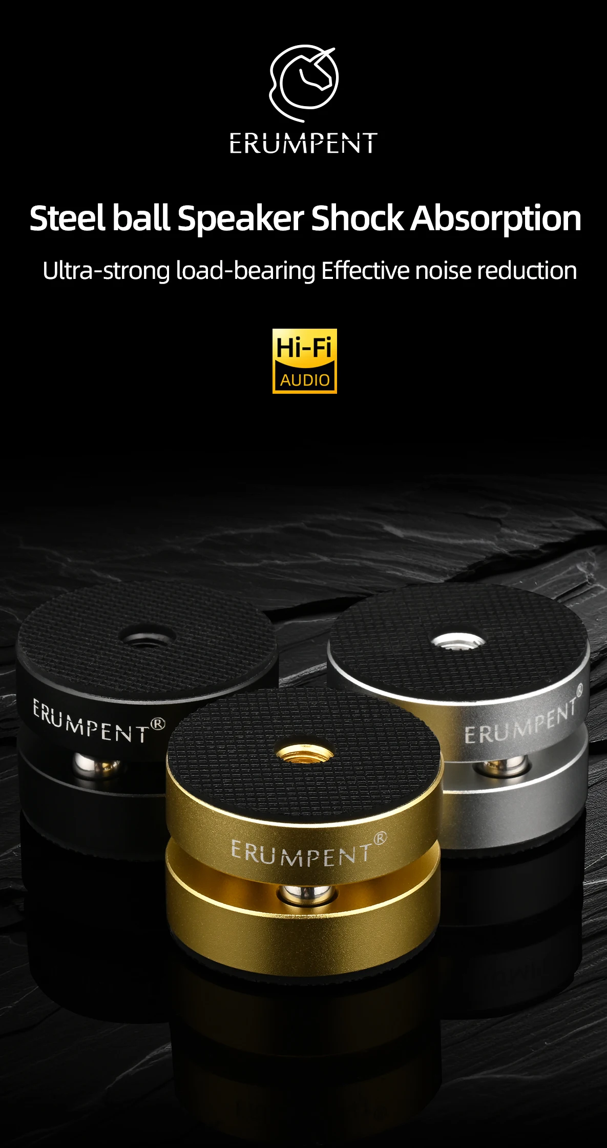 4 Stück hochwertige audiophile Stoßdämpfer Pad Stahlkugel ständer Füße Lautsprecher Stabilisator CD-Verstärker Spikes Stand Füße Pad – Detail 1
