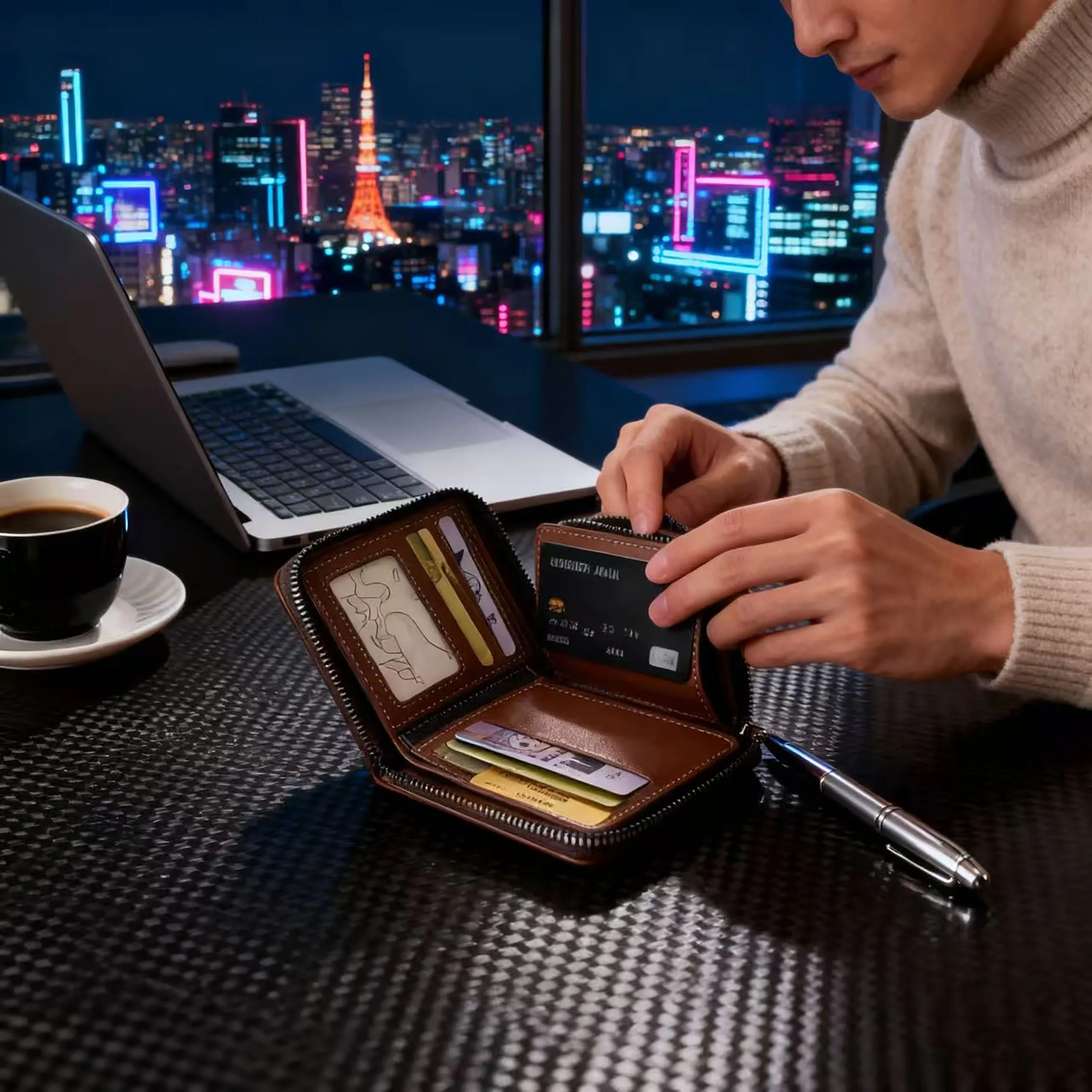Men's Wallet Made of PU Wax Oil Skin Purse for Men Coin Purse Short Male Card Holder Wallets Zipper Around Money Coin Purse