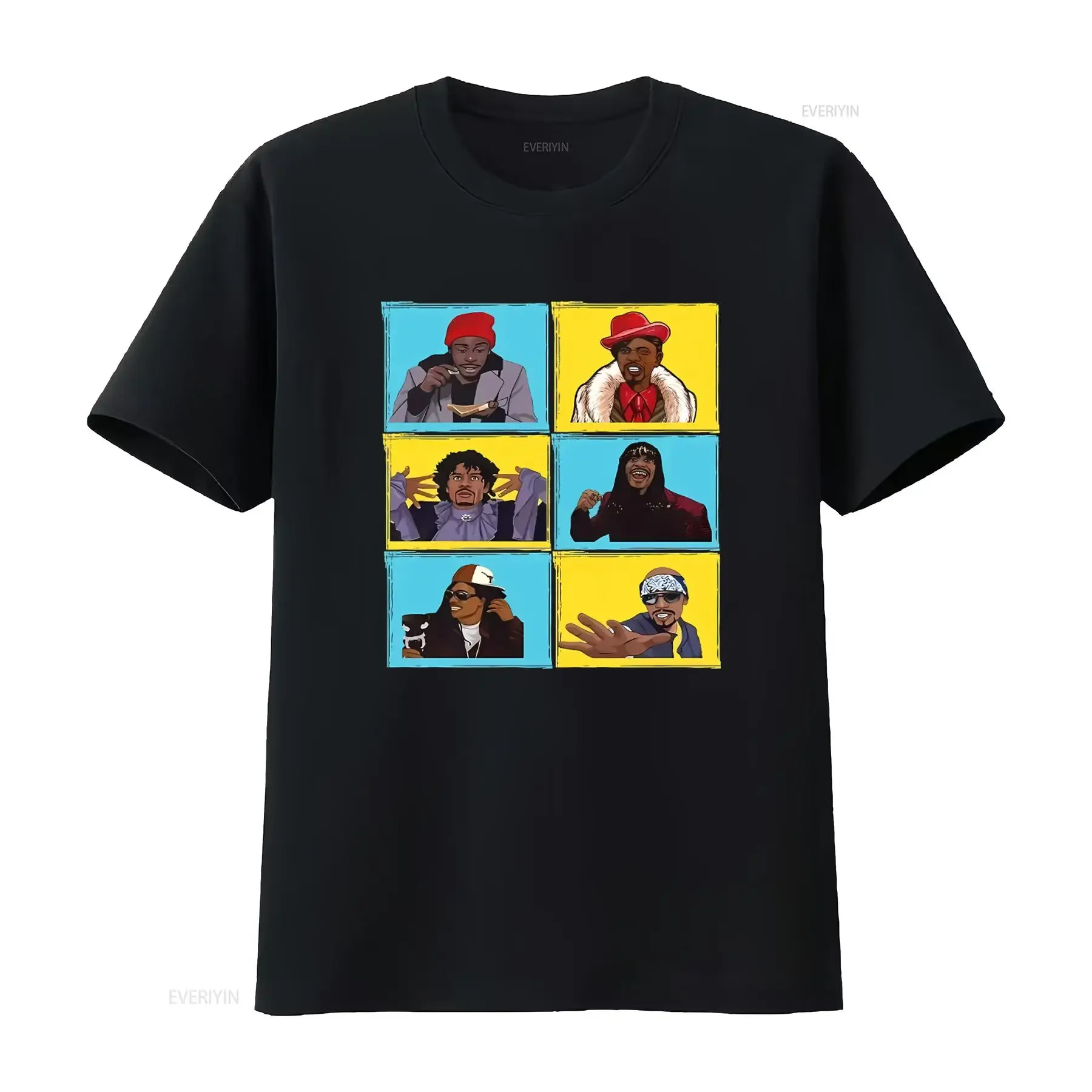 Cotton T Shirt Dave Chappelle Charlie Murphy Donnell Rawlings Paul Mooney Pop Art Style Retro Design vintage Washed Soft homme