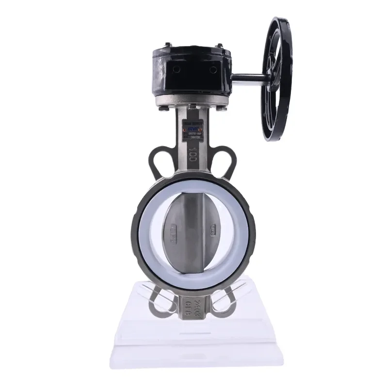 D371F-16P Manual Stainless Steel Wafer Butterfly Valve Turbine Control Soft Seal for Water Oil and Media
