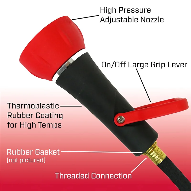 

B08B-Industrial High Flow Firefighter Style Garden Hose Nozzle With Threaded Connection Grip Nozzle Up To 250 PSI