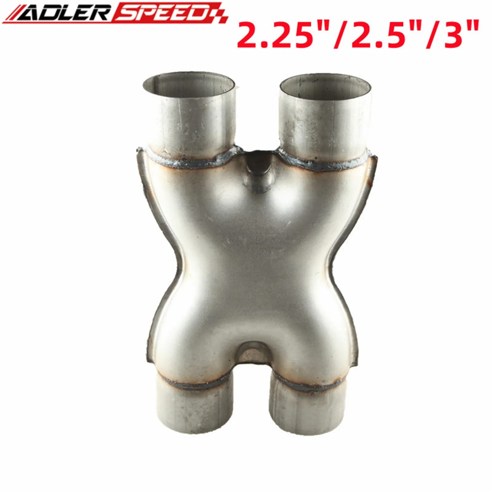 Car X-PIPE 2.25'' 2.5'' 3'' In/Out Car Exhaust System X-pipe Stainless Steel Universal Muffler Tip Four Way Exhust Pipe