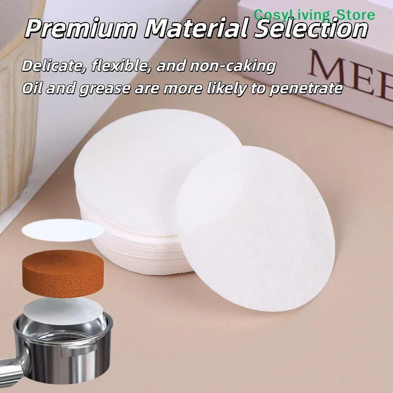 [CL]100/500Pcs 51/53/54/58mm Unbleached Coffee Paper Filter Puck Screen Portafilter Paper Espresso Filter For Breville Barista