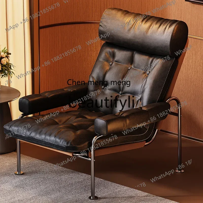 ss8350 SS Medieval oil wax leather sofa chair designer light luxury high-end living room armrest single chair