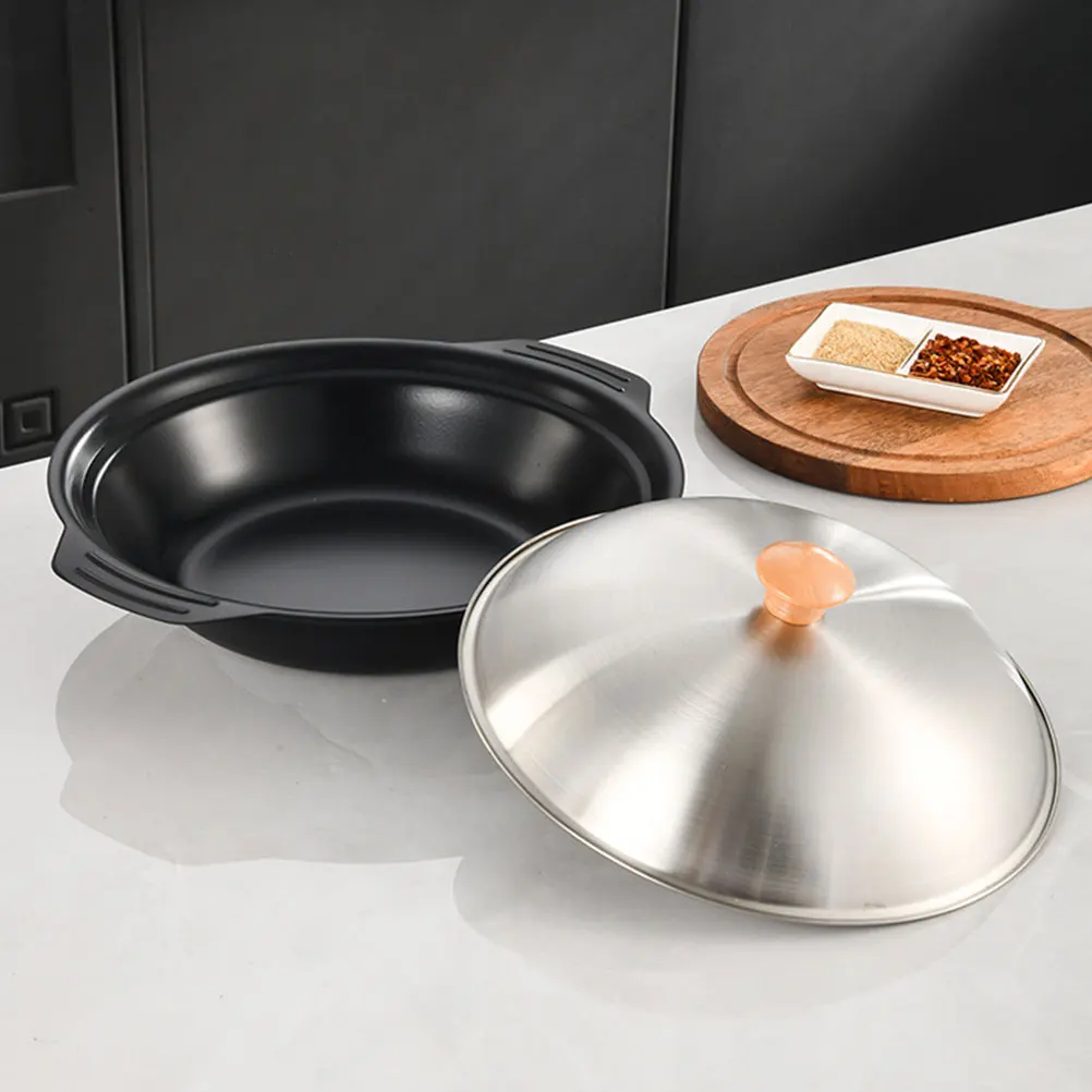 

Metal Cookware Practical Portable Kitchen Hot Pot Reusable Food Cooking Household Metal Wok Wear Resistant Fry Wok