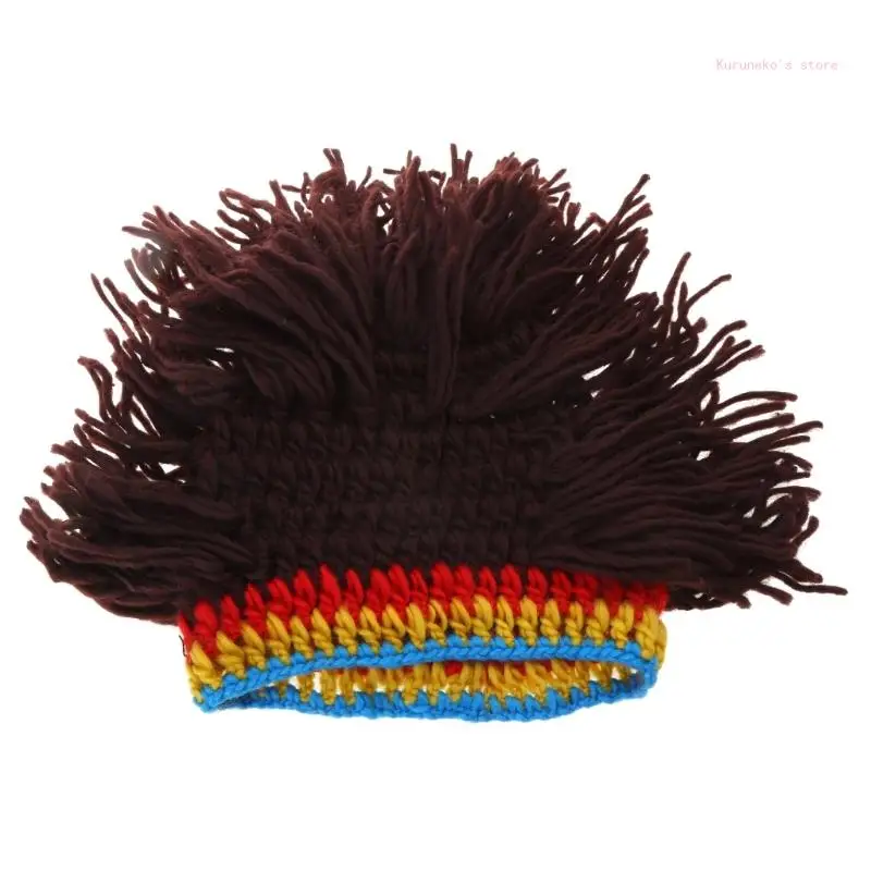 Funny Knittings Hat with Removable Beard Caps Beard Hat Warm Winter Hat Rastas Wigs Beanied Hat with Dreadlocks for Women