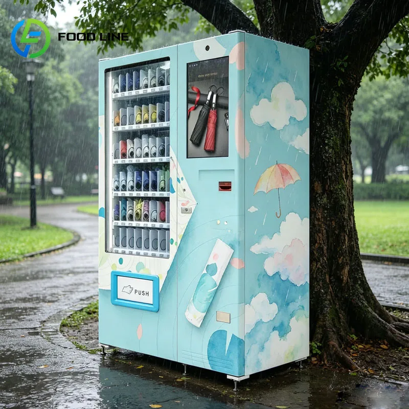 Automatic Smart Umbrella Dispenser Machine Cashless Vending QR Payment Airport Subway Hotel Mall Street Use Customized