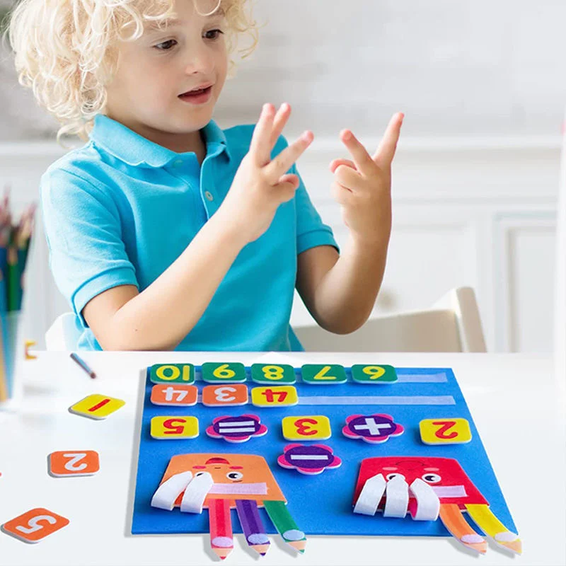 Kinderen Cartoon Vilt Druk Bord DIY Creatieve Vroege Onderwijs Puzzel Speelgoed Plakken Vinger Wiskunde Leren Board Verjaardagscadeautjes