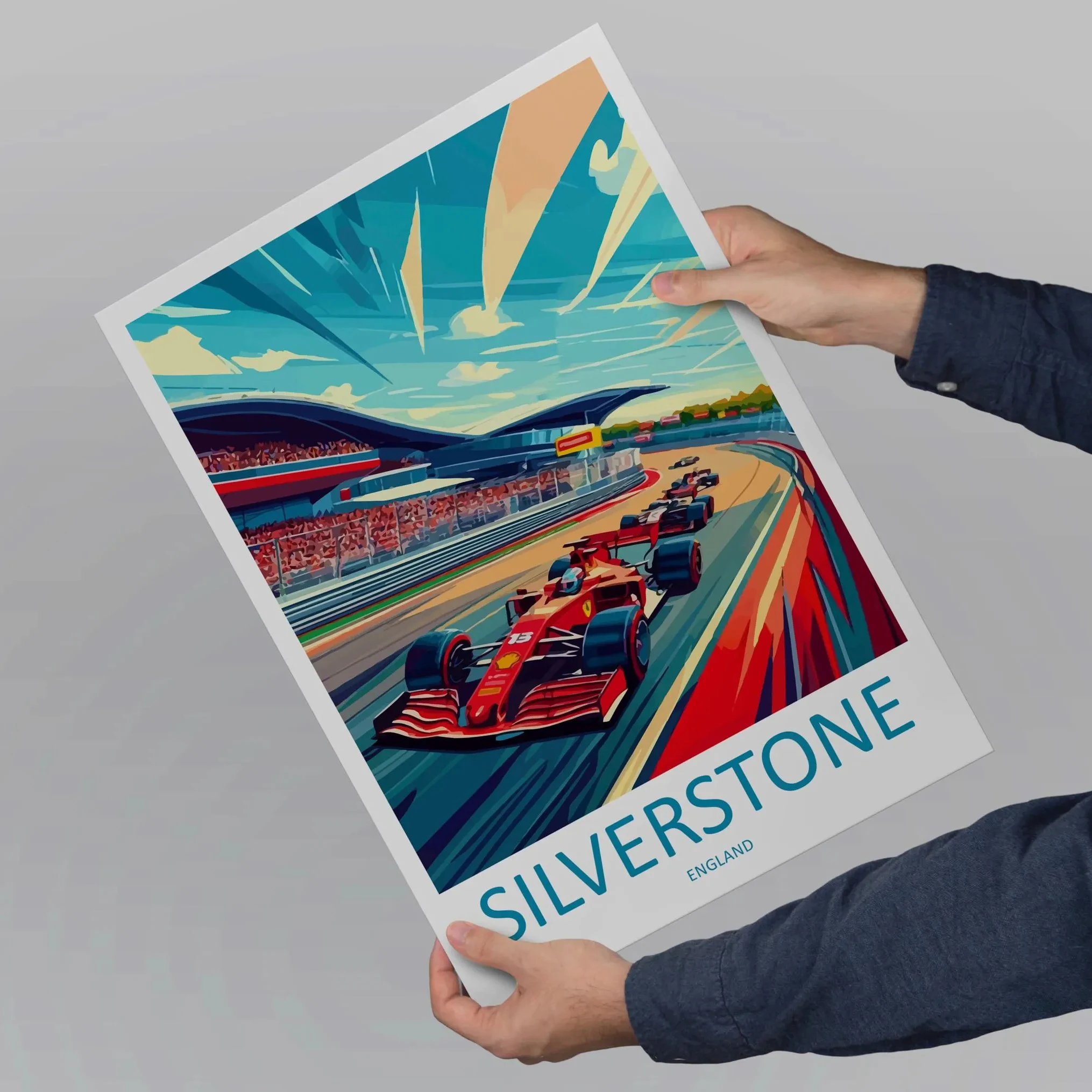 Silverstone Cartoon Travel Poster England Wall Art Racing Circuit Print Motorsport Picture For Living Bed Room Home Decor