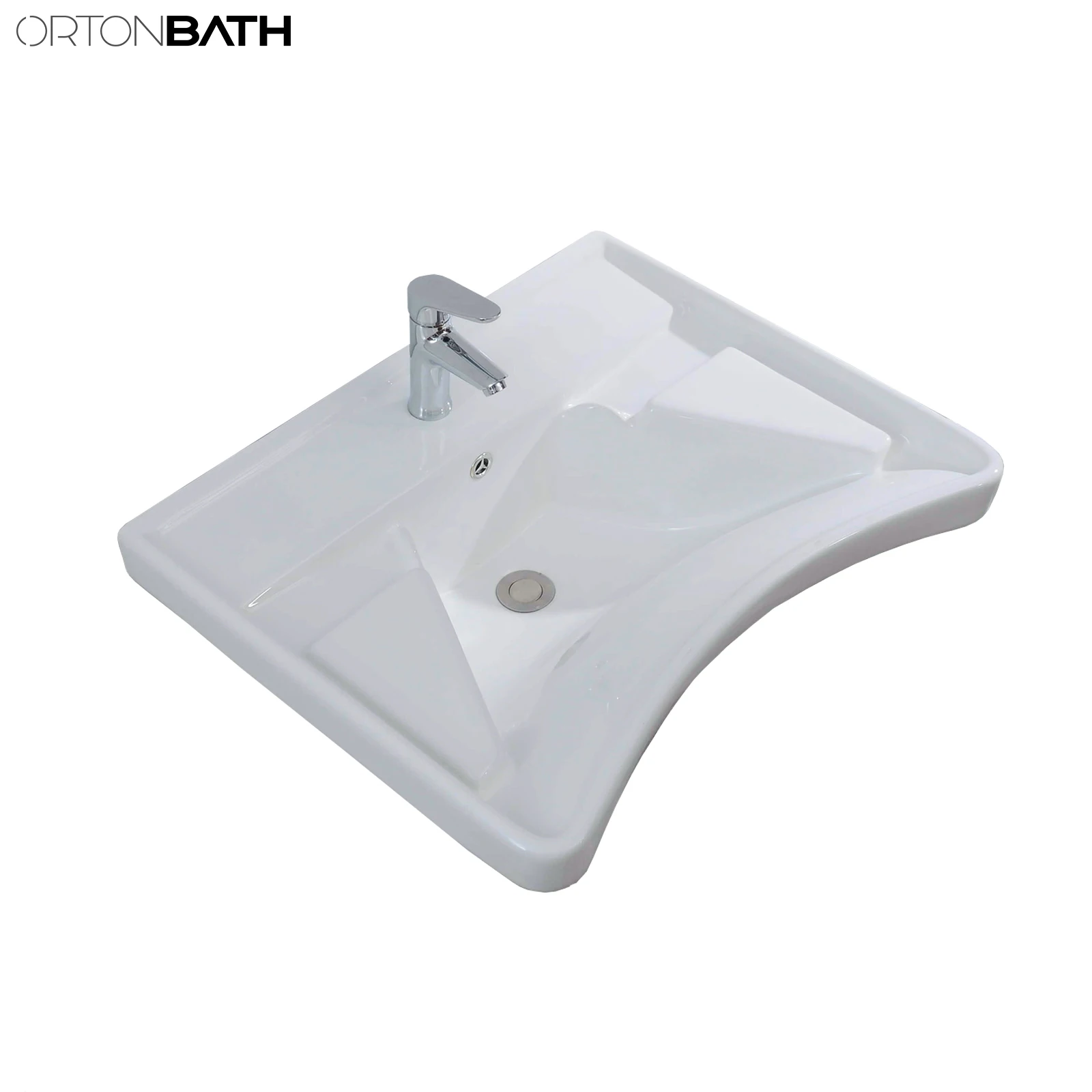ORTONBATH Ergonomic Curved Wheelchair Accessible Wash Hand Basins Special Made For Disabled People ADA Ceramic Basins