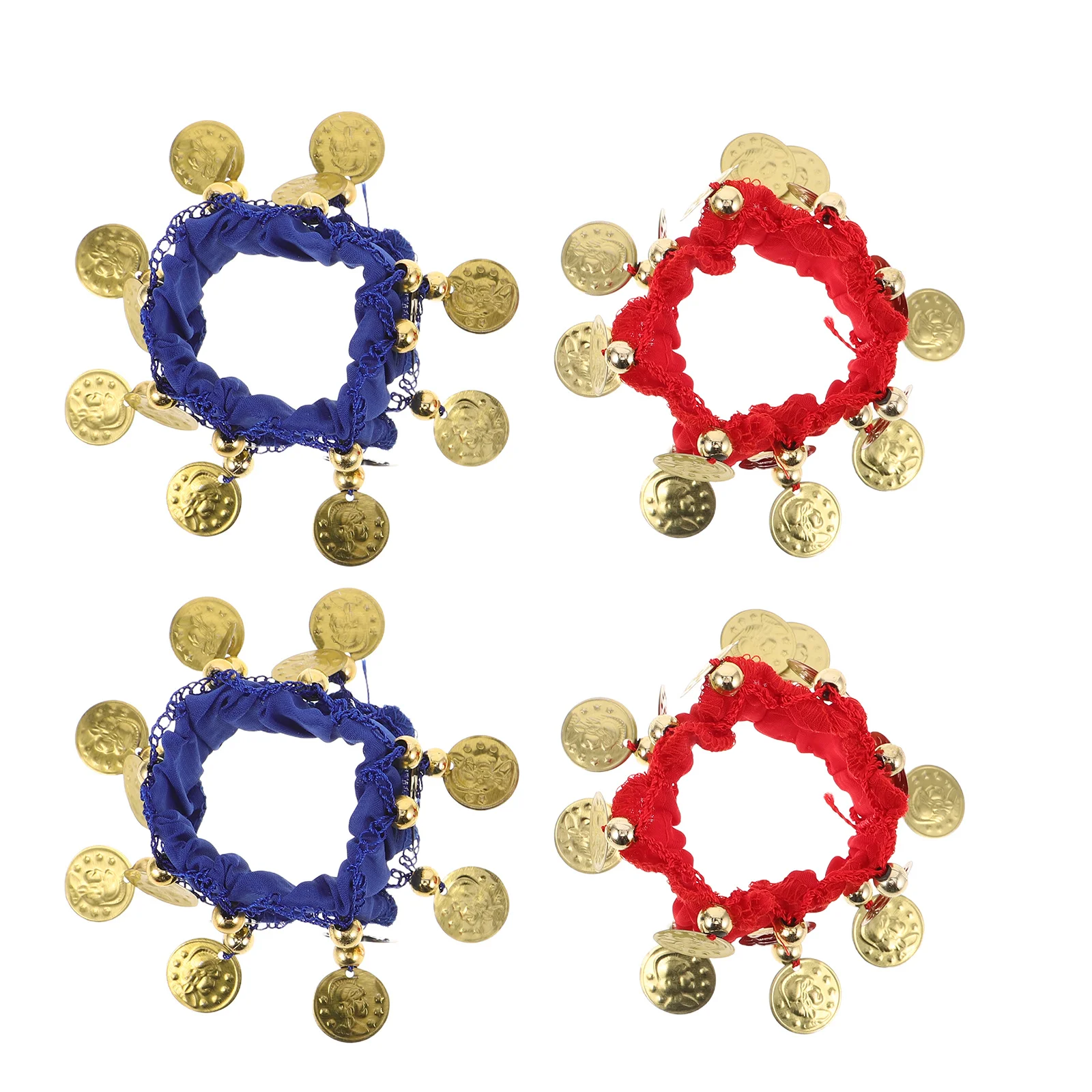 

4pcs Belly Dance Bracelets Red Blue Sequins Wrist Bands For Women Indian Ballet Drama Performance Costume Accessories