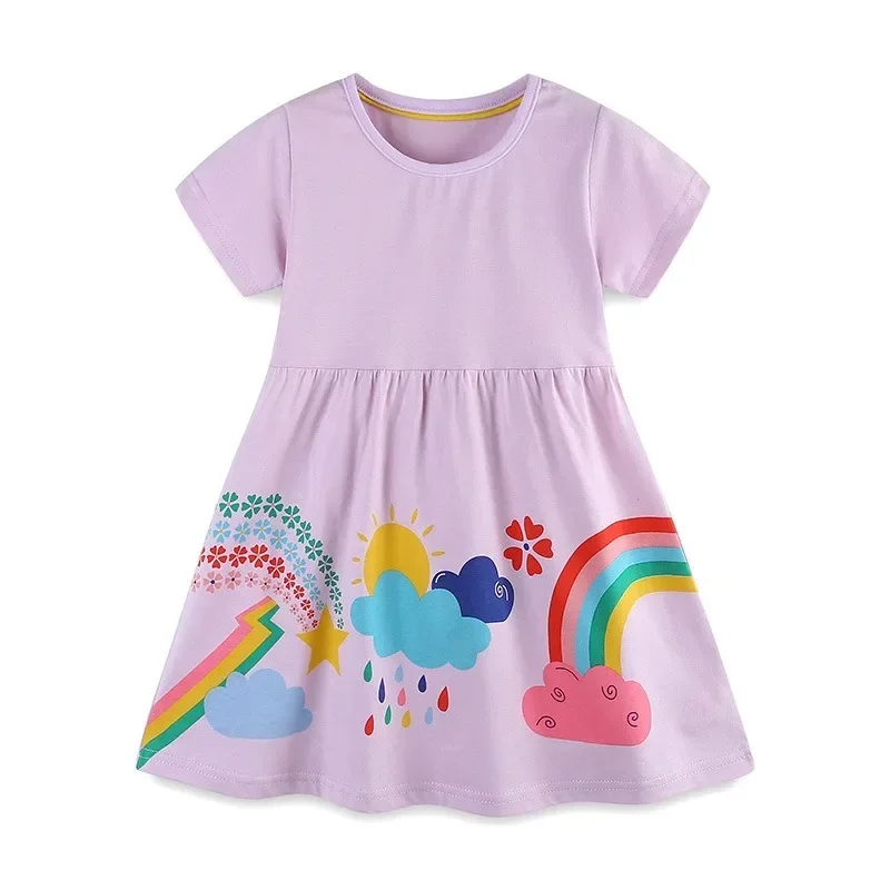 Fashion Girl's Cartoon Print Princess Skirt 24 Summer New Girl's Dress with European and American Style， girl dress