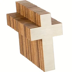 10Pcs Blank Wood Cutouts Unfinished Cross Shaped Wooden Pieces for DIY Arts Craft Project, Decoration, Gift Tags