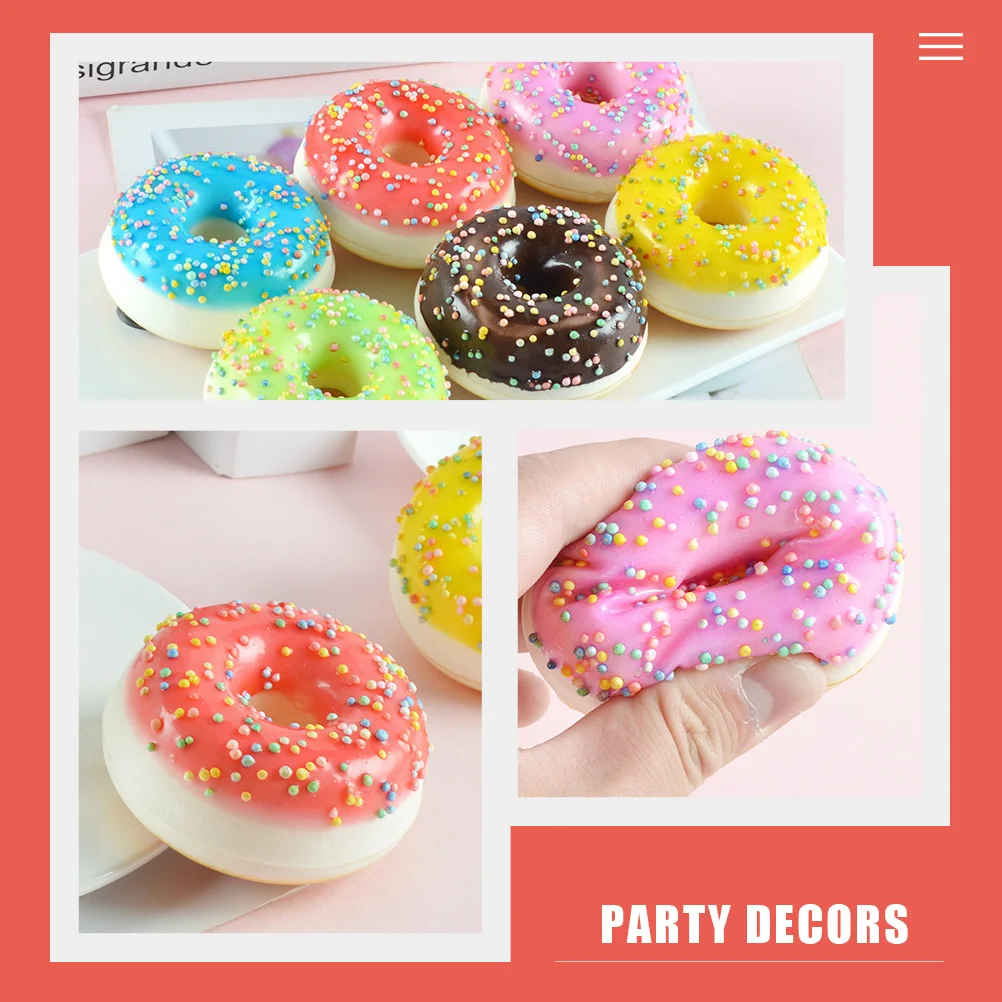 6 peças modelos de donuts artificiais, donuts falsos, bóia colorida, ímãs de geladeira de escritório