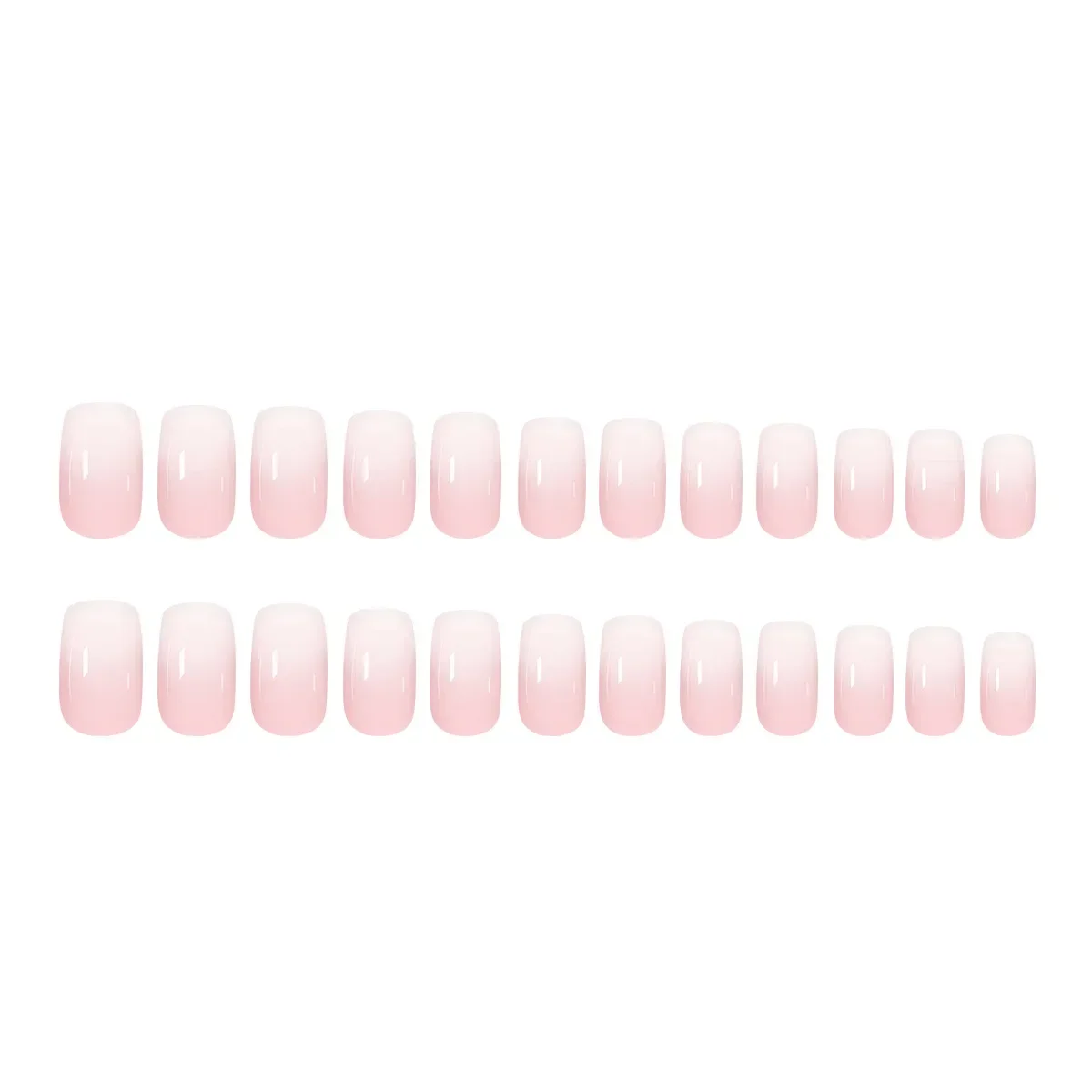 24Pc Press on Nails Halo Dyed Gradient White Pink Fake Nail Simple French Ballerina Nails Short False Nails Full Cover Nail Tips