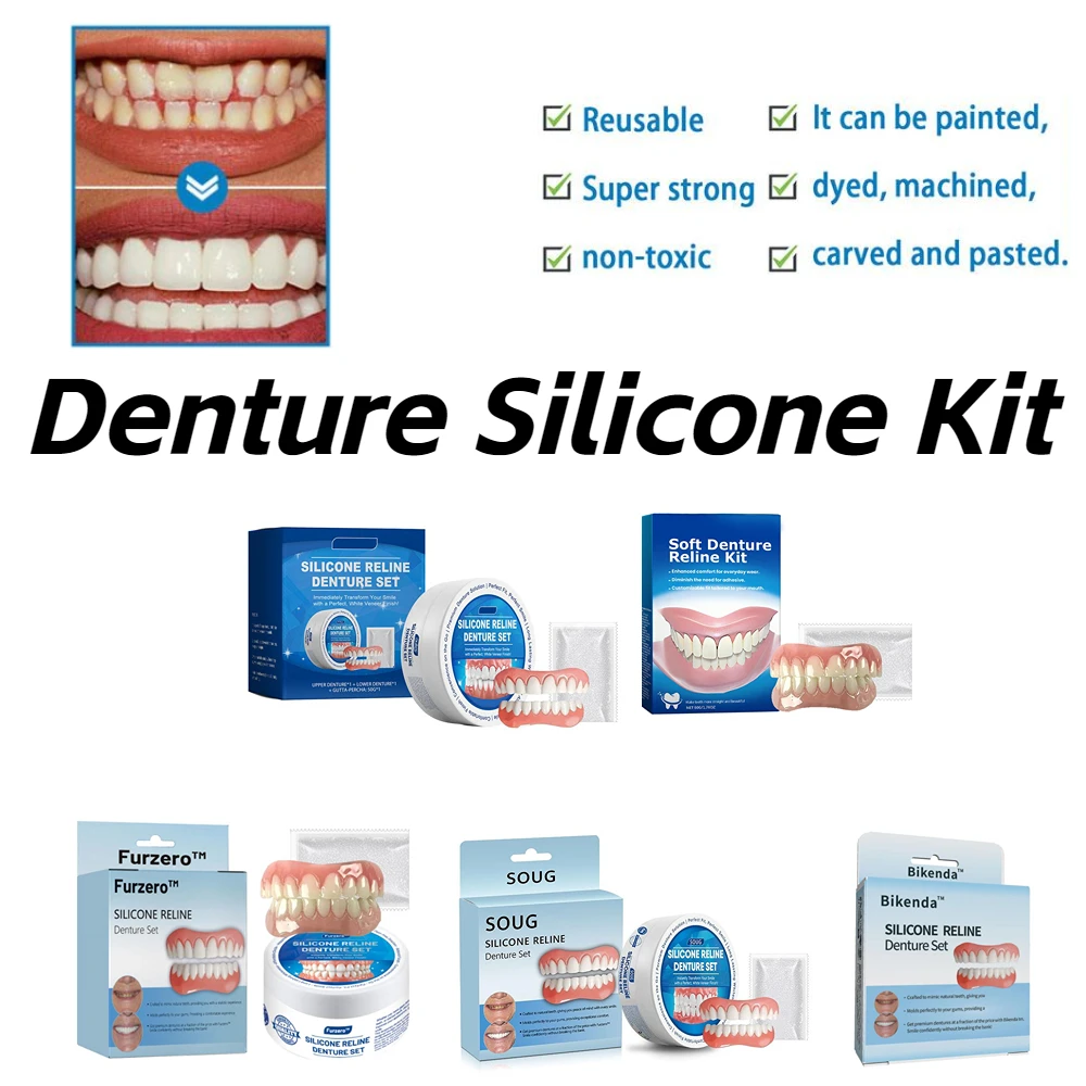 Denture Silicone Kit Denture Silicone Liners Soft Denture Kit Soft Denture Kit Teeth Upper And Lower Set Easy Use