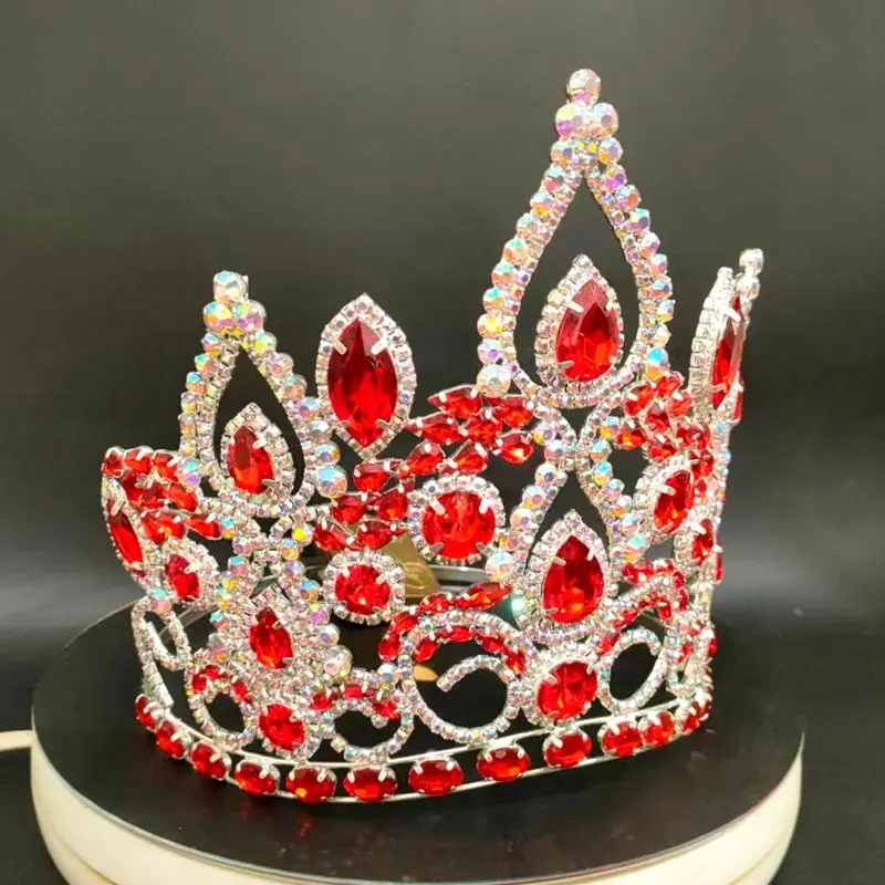 Tiaras y coronas de reina de cristal para mujer, corona de desfile de belleza, corona de cabeza