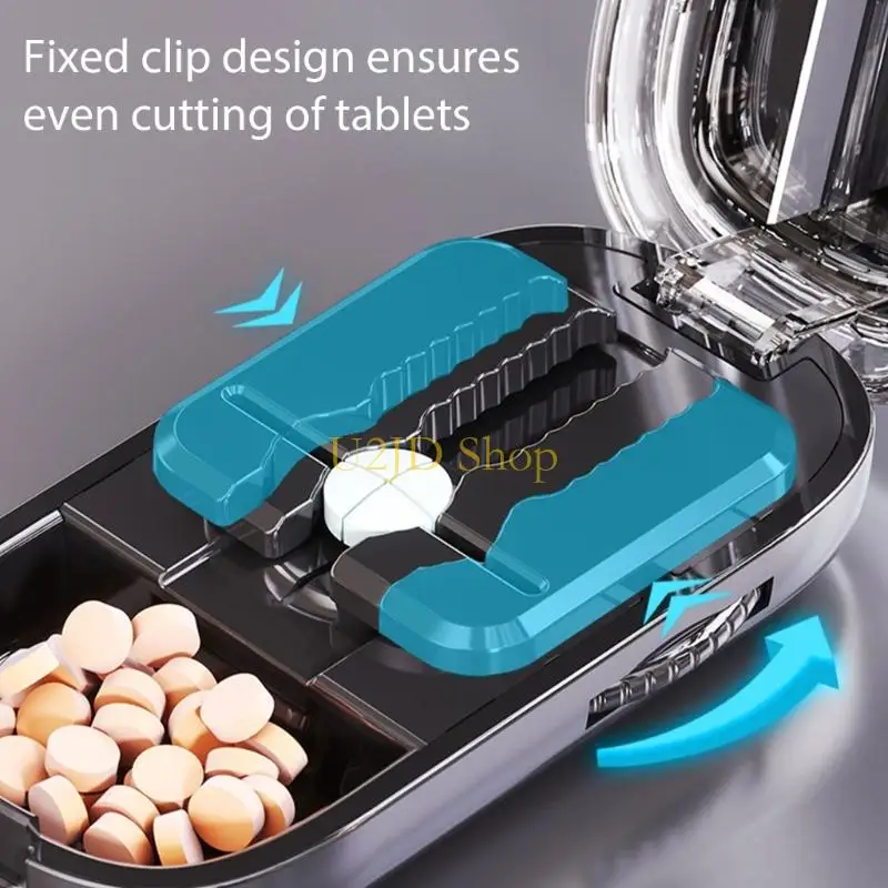 U2JD Pills Tablet Cutter Pills Organizers Pills Cutter Portable Pills Splitter for Small and Large Pills Cut in Half Quarter
