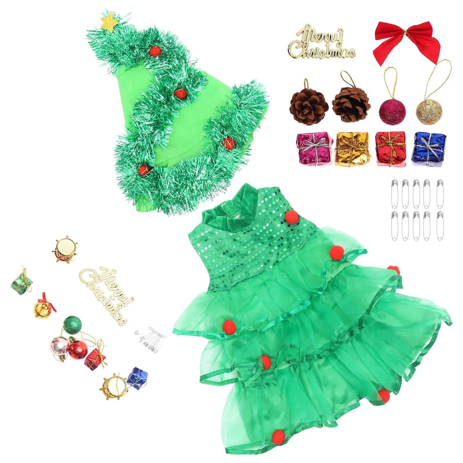 

Christmas Show Costume Children Hat and Dress Tree Stage Cartoon Performance Costumes