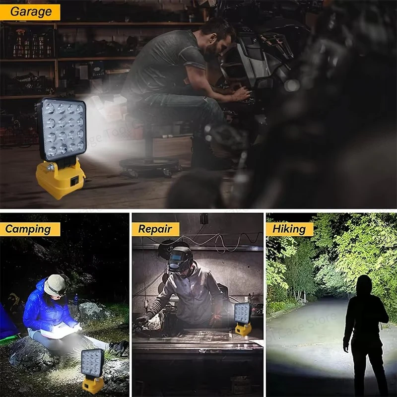 Portable Work Light FOR Dewalt 18V-20V Battery, 16 LED Handheld Jobsite Lamp with Single Handle for Home Repair and Camping Task