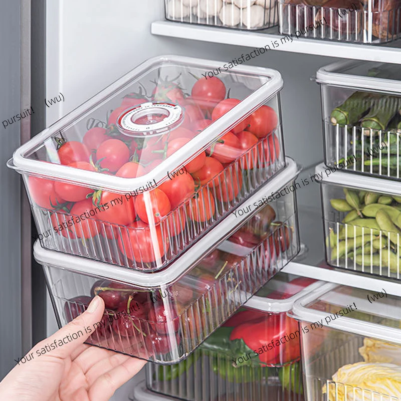 Refrigerator Storage Box Timing Fresh Fridge Organizer Vegetable Fruit Food Containers Pantry Kitchen