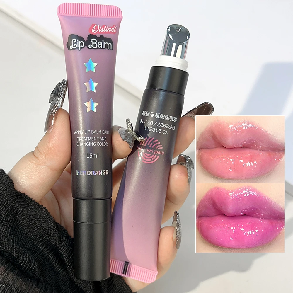 Lápiz labial de gelatina que cambia de Color, brillo de labios nacarado, aceite de labios cristalino, bálsamo labial hidratante Natural, Reduce los labios, cuidado de la línea, cosméticos