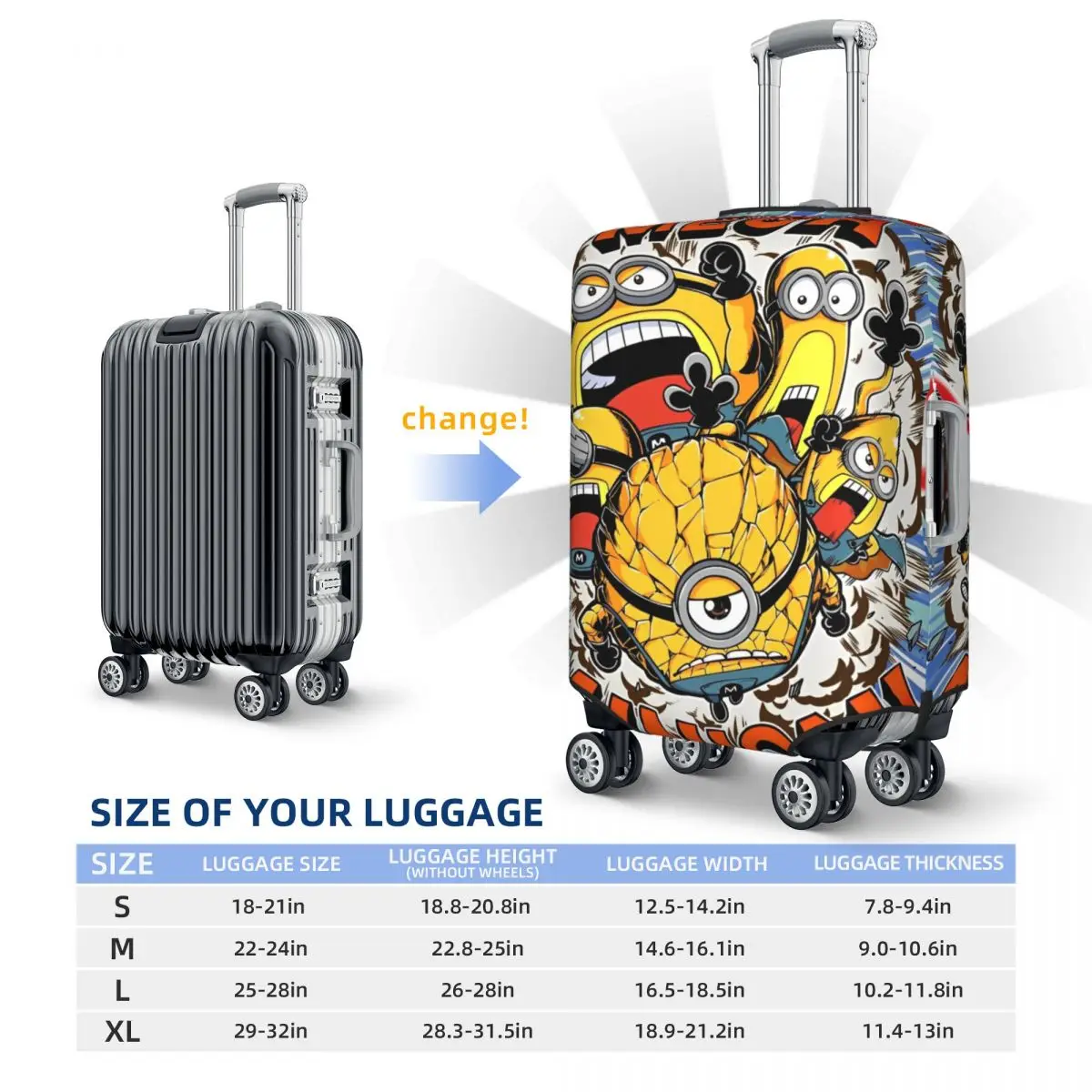 Mega Minions Suitcase Cover Holiday Cruise Trip Useful Luggage Case Protection