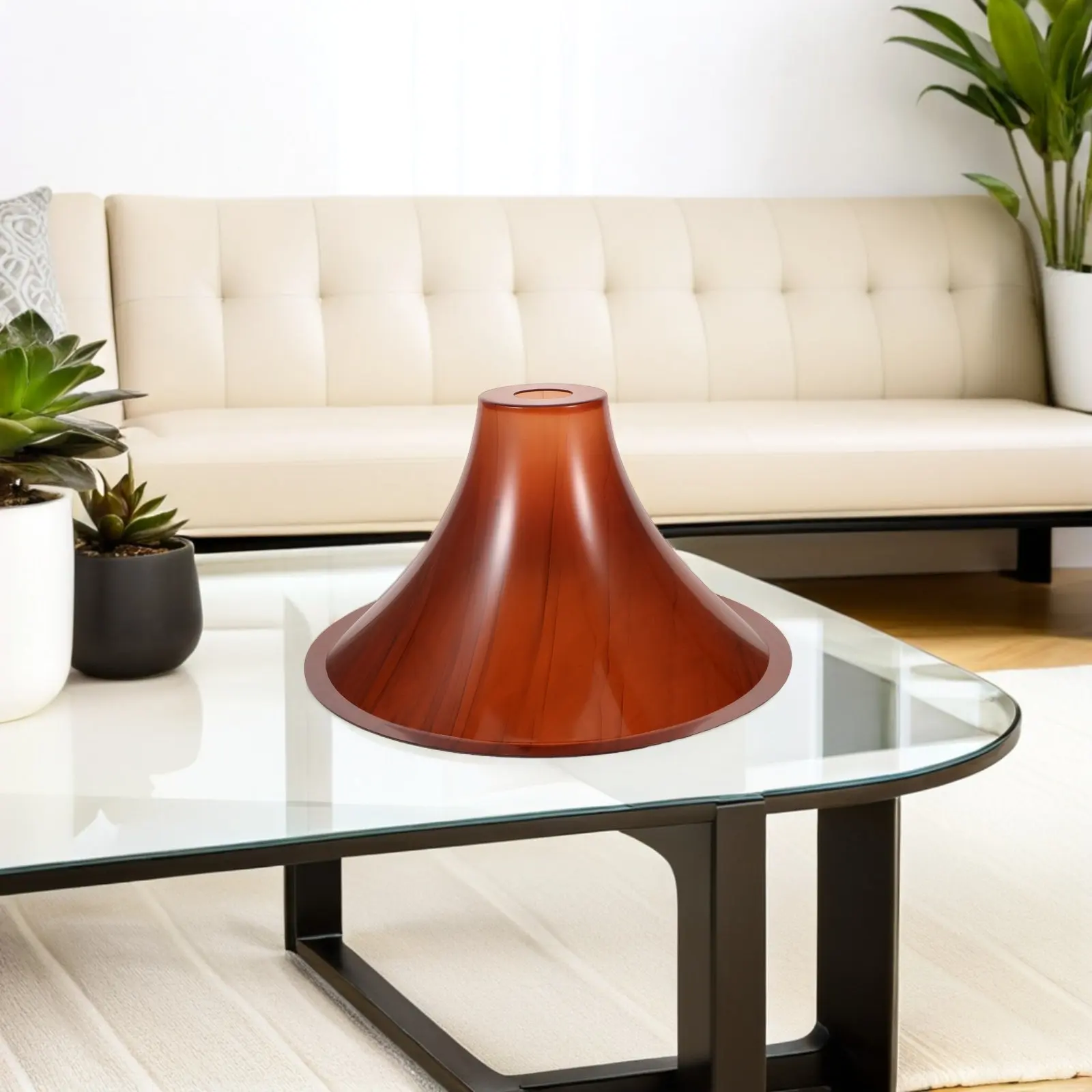 Vintage Amber Bell Decorative Lampshade Acrylic Trumpet Pendant Light Shade Replacement Japandi Style Soft Warm Light Diffusion