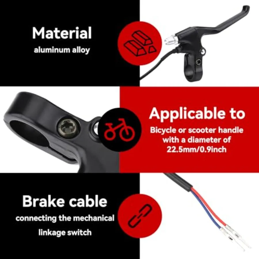 Ycle الفرامل رافعة 2 أسلاك اليسار اليمين EBike ycle الفرامل الكهربائية رافعة استبدال أجزاء مقاوم للماء الفرامل الإلكترونية رافعة مجموعة 1