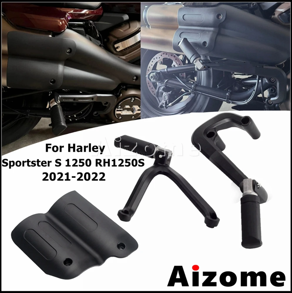 For Harley Sportster S 1250 RH1250S 2021 2022 Rear Passenger Foot Peg Bracket Footrest Foot Pedal W/ Passenger Heat Shield Cover