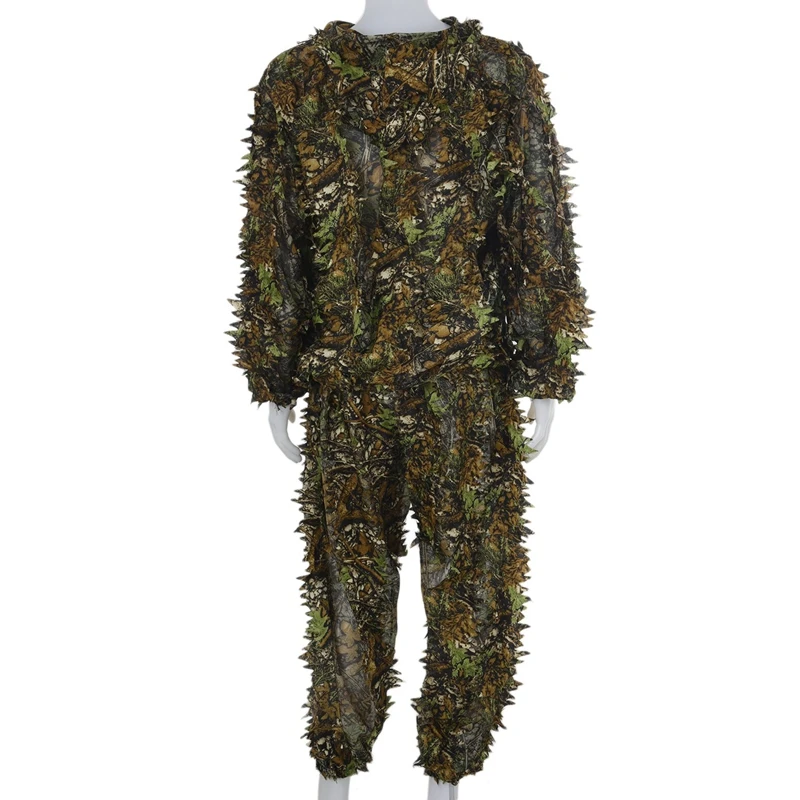 5X 3D Leaf Adults Ghillie Suit Woodland Camo/Camouflage Hunting Deer Stalking In