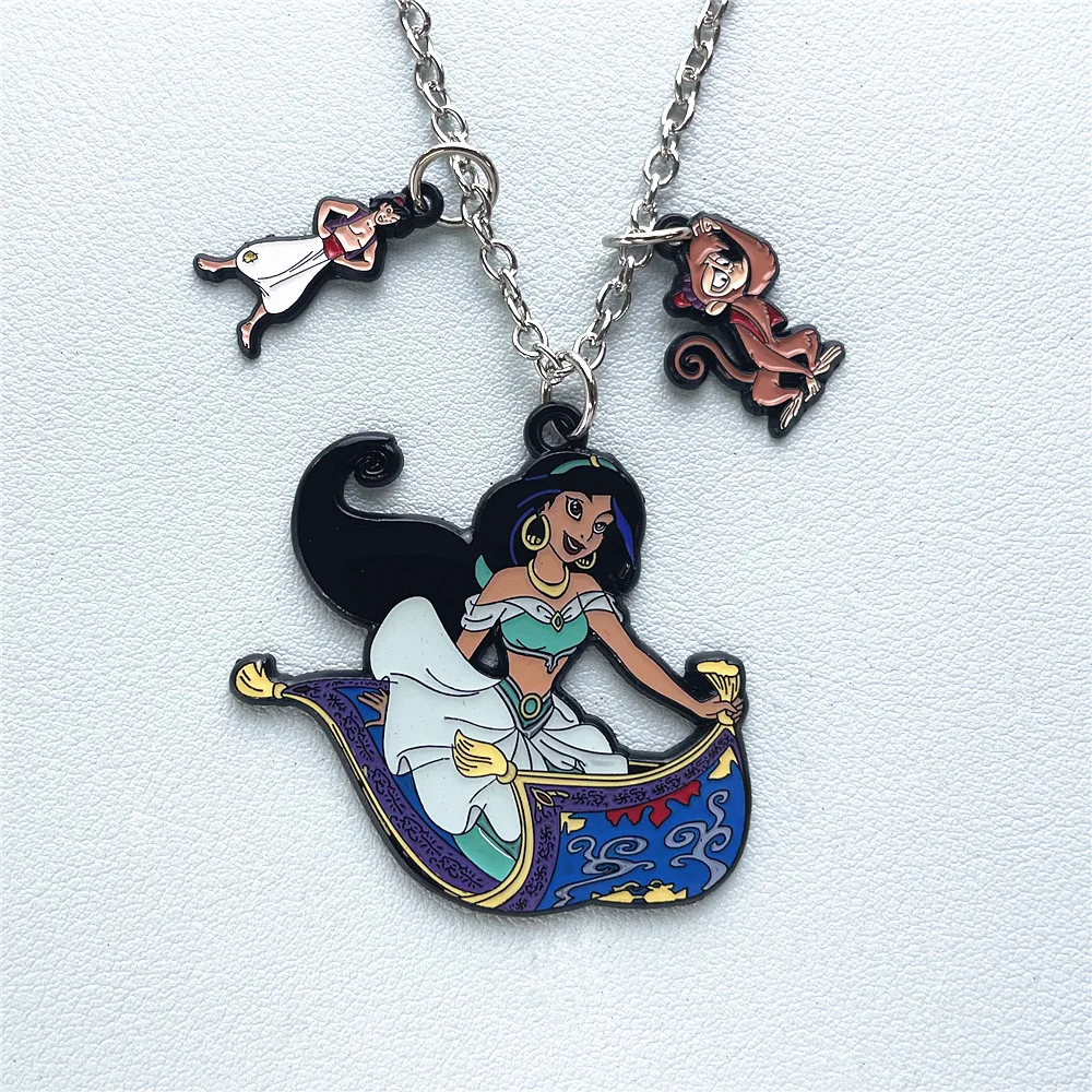 Disney Aladdin Princess Anime Cartoon Metal Necklace Gifts for woman girl