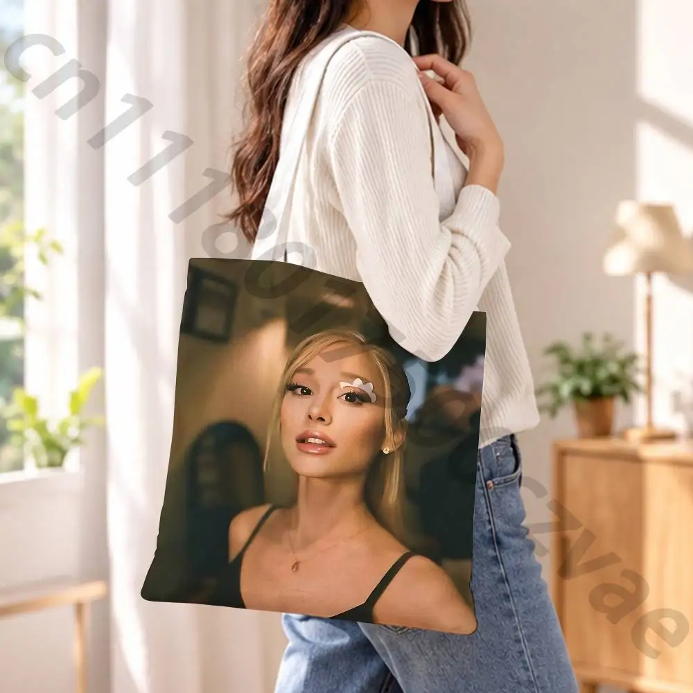 A-Ariana Grande Reusable Fashionable Backpack Multifunctional Handbag Canvas Shopping Bag