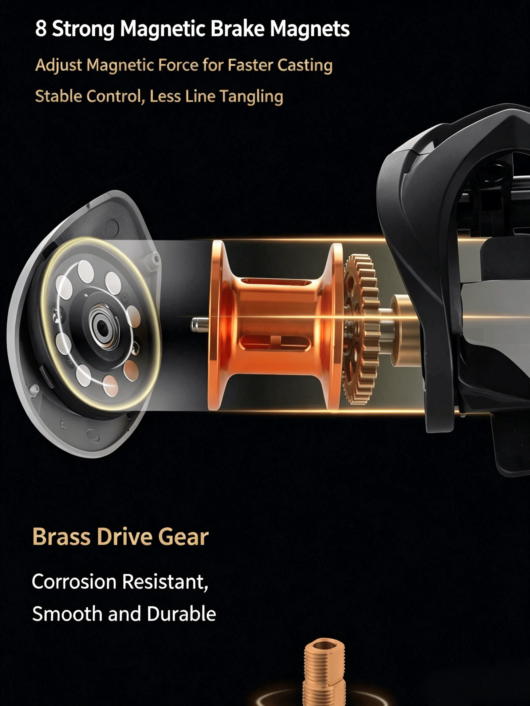 Neue Abu Garcia ABL3000 Low-Profile Baitcaster-Rolle mit 6+1 Kugellagern, Metallspule, Sanftes Wurfverhalten für Kunstköderangeln in Süß- und Salzwasser – Detail 5