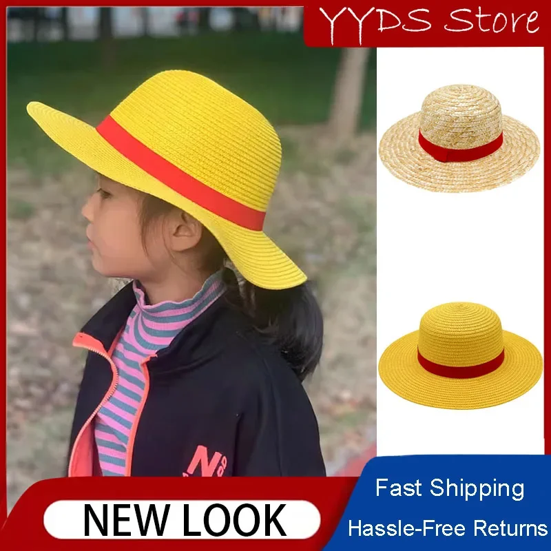 Parent-Child Straw Hat Anime Cartoon Cosplay Caps Accessories Summer Sun Top Sunshade Hat Luffy Hats for Women Men Bob Gorras